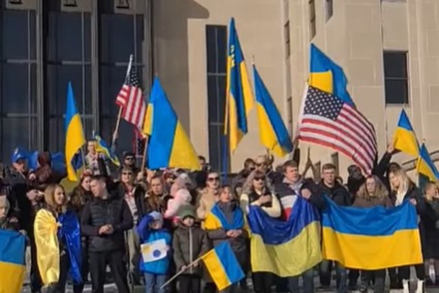 Waving Their Flag 5,251 Miles Away From A Tense Ukraine